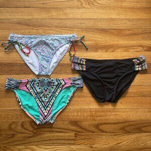 Bundle of 3 Bikini Bottoms Sz Medium- Jessica Simpson, Lucky Brand & Design Lab